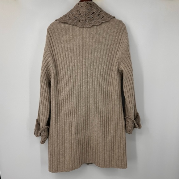 Le Bambole 2 Piece Cardigan Sweater Skirt Knit Womens 10 12 Large Medium Tan - Picture 5 of 12